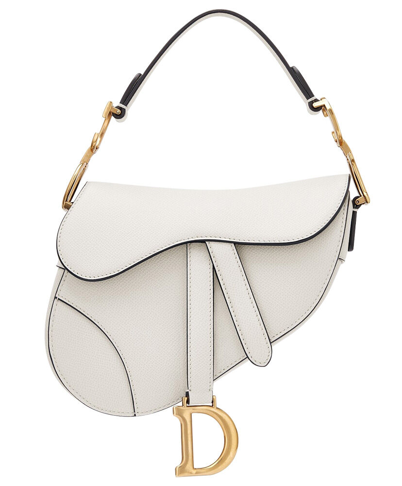 Christian Dior Mini Saddle Calfskin Bag White